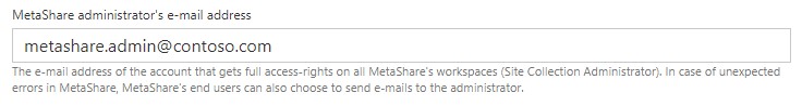 MetaShare administrator's e-mail address