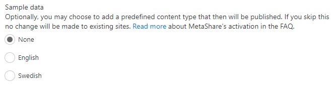 Select the language for MetaShare's default/sample information model