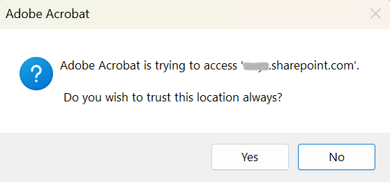 Trust the location where the PDF file resides