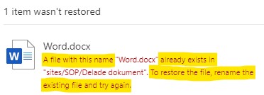 Unable to restore a document