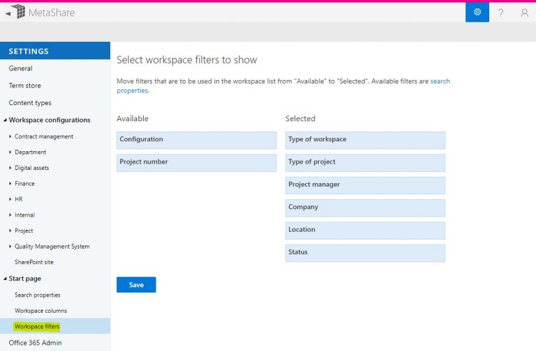 How to define workspace metadata