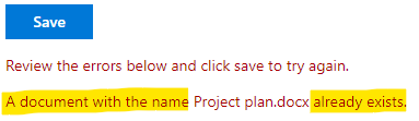 Error message when there's a name conflict