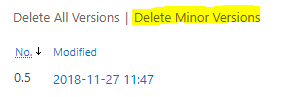Delete all minor versions of a document