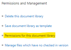 Click on the "Permissions for this document library" link