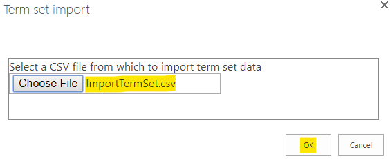 Select the term set file to import