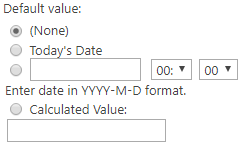 The default value for a date and time column