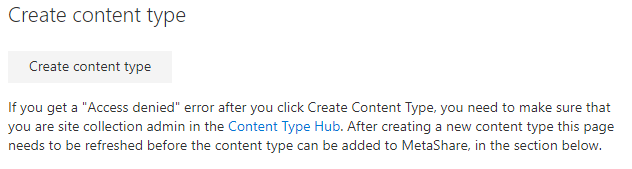 The "Create content type" button
