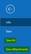 Select the "Save As" or "Save Attachments" option in Outlook's "File" tab