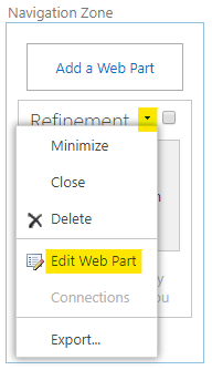 Edit the "Refinement" web part