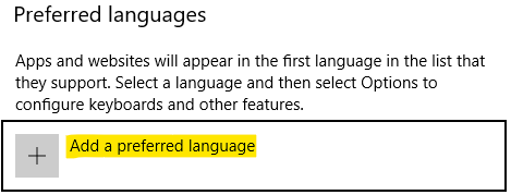 Add a preferred language