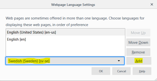 Select a language, Firefox