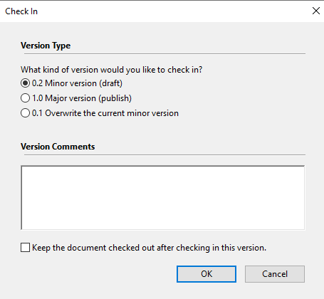 You will be prompted to select a version for the edited document