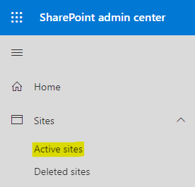 Open the "Active sites" page